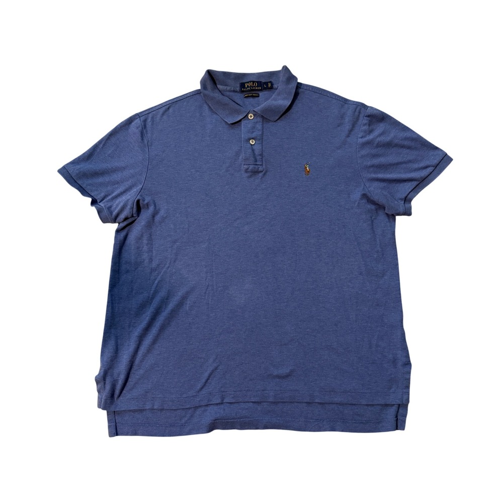 Polo Ralph Lauren Mens‎ Large Blue Pima Soft Touch Short Sleeve Polo Shirt